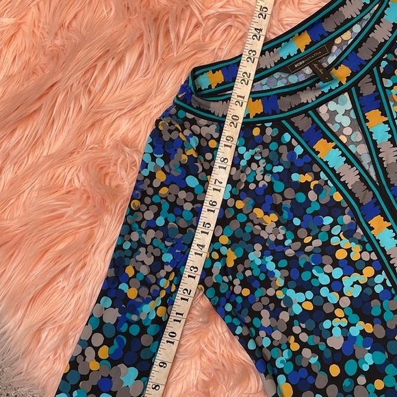 BCBGMaxAzria Women's‎ Size Small Dress Blue Black Polka Dot A-Line Key Hole - Picture 7 of 8